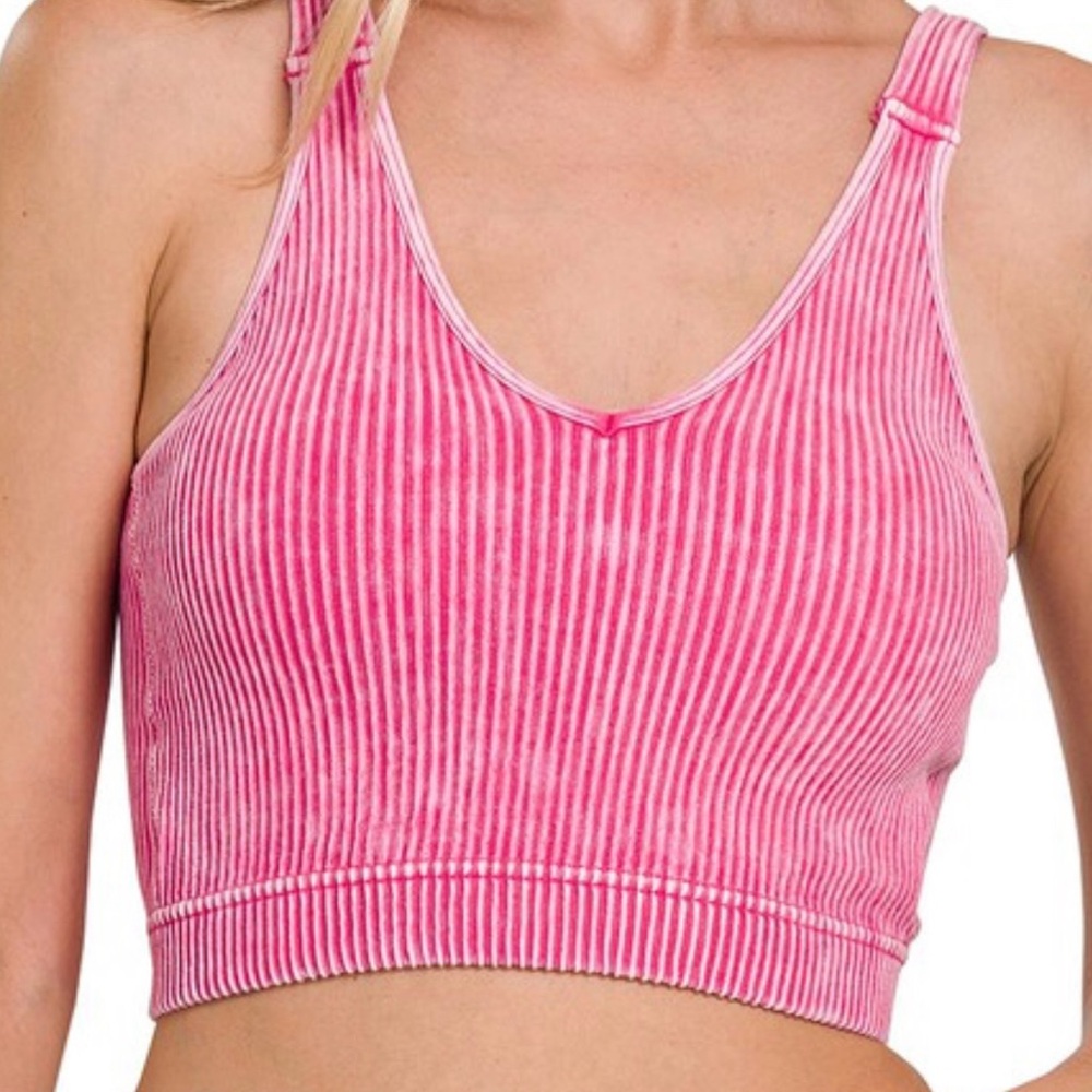 Zenana Outfitters Pink Striped Crop Top